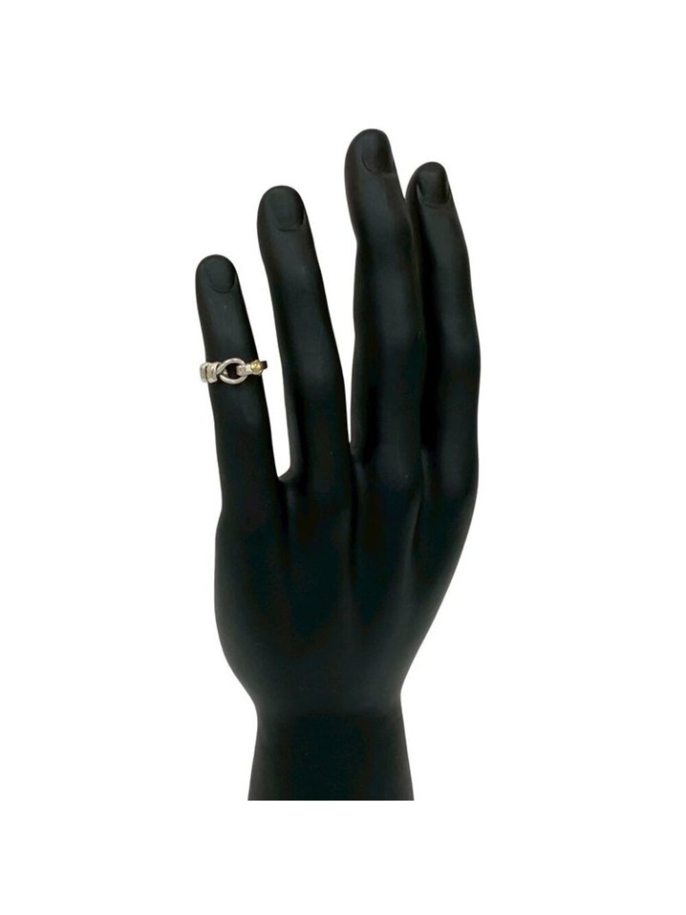 Tiffany & Co Flat Wire Ring Hook Eye 925 Sterling Silver 18k Yellow Gold - Picture 2 of 8